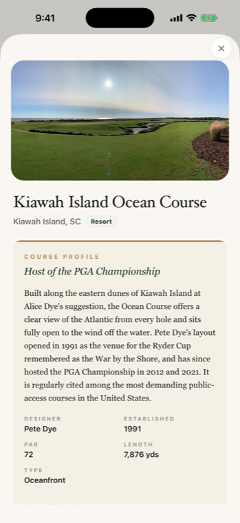 A course page with community ratings